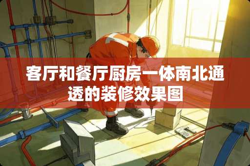 客厅和餐厅厨房一体南北通透的装修效果图