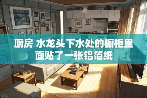 厨房 水龙头下水处的橱柜里面贴了一张铝箔纸