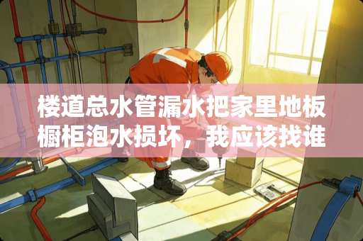 楼道总水管漏水把家里地板橱柜泡水损坏，我应该找谁