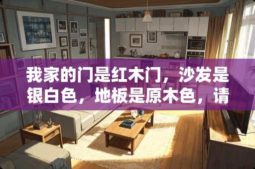 我家的门是红木门，沙发是银白色，地板是原木色，请问电视背景墙与窗帘配什么颜色？