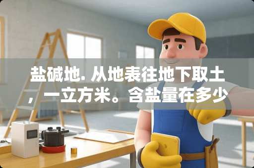 盐碱地. 从地表往地下取土，一立方米。含盐量在多少克以上算是盐碱地。