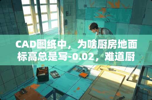 CAD图纸中，为啥厨房地面标高总是写-0.02，难道厨房地面有坡度吗？