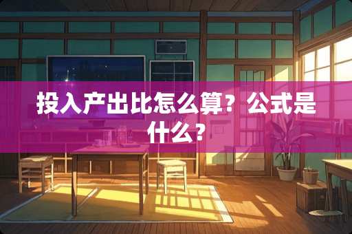 投入产出比怎么算？公式是什么？