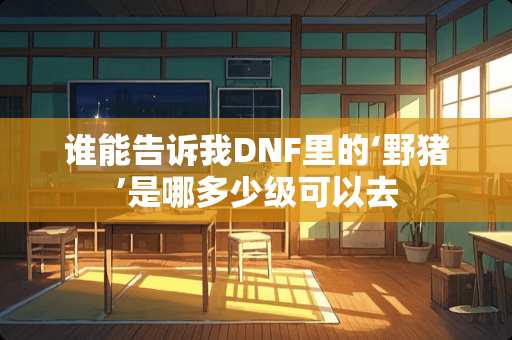 谁能告诉我DNF里的‘野猪’是哪多少级可以去