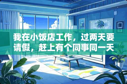 我在小饭店工作，过两天要请假，赶上有个同事同一天请假，我要怎么跟老板说