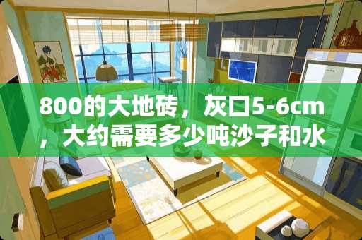 800的大地砖，灰口5-6cm，大约需要多少吨沙子和水泥 谁知道贴墙面砖的砂灰的比例是多少？谢谢了