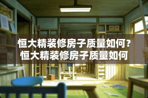 恒大精装修房子质量如何？恒大精装修房子质量如何