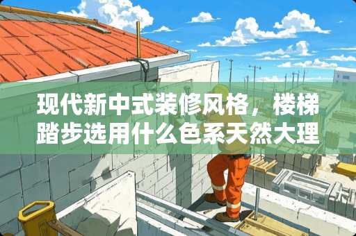 现代新中式装修风格，楼梯踏步选用什么色系天然大理石材料？地砖见下 轻奢新中式风格，地砖浅灰色，门沙比利材质，用什么颜色的门和墙面比较搭配