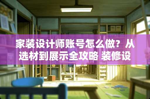 家装设计师账号怎么做？从选材到展示全攻略 装修设计师账号怎么做