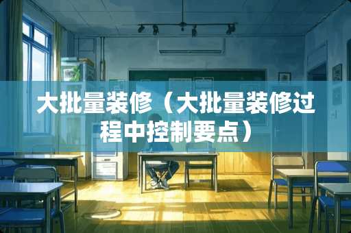 大批量装修（大批量装修过程中控制要点）