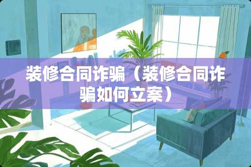 装修合同诈骗（装修合同诈骗如何立案）