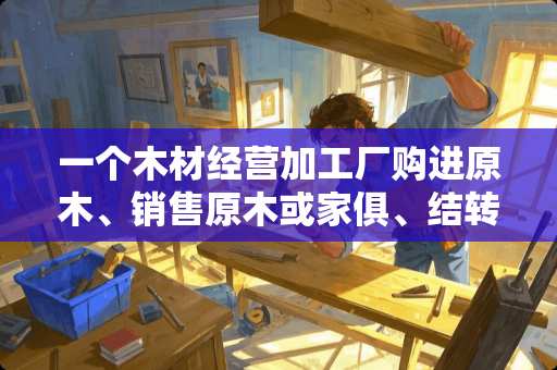 一个木材经营加工厂购进原木、销售原木或家俱、结转成本的一系列的分录如何做？