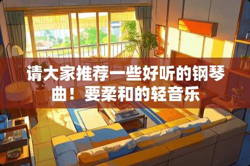 请大家推荐一些好听的钢琴曲！要柔和的轻音乐