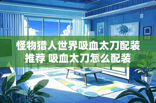 怪物猎人世界吸血太刀配装推荐 吸血太刀怎么配装