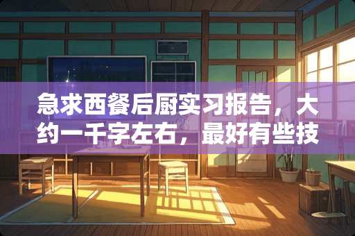 急求西餐后厨实习报告，大约一千字左右，最好有些技术性的描写，谢谢？