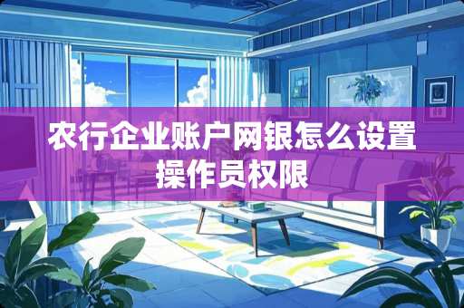 农行企业账户网银怎么设置操作员权限