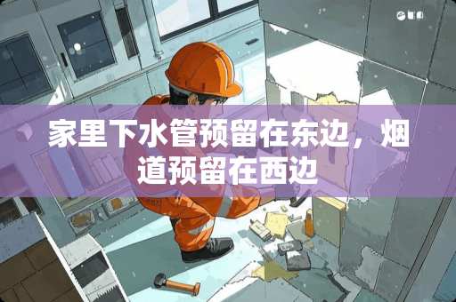 家里下水管预留在东边，烟道预留在西边