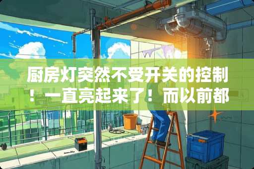 厨房灯突然不受开关的控制！一直亮起来了！而以前都是好的呀！这个怎么弄？本人电工