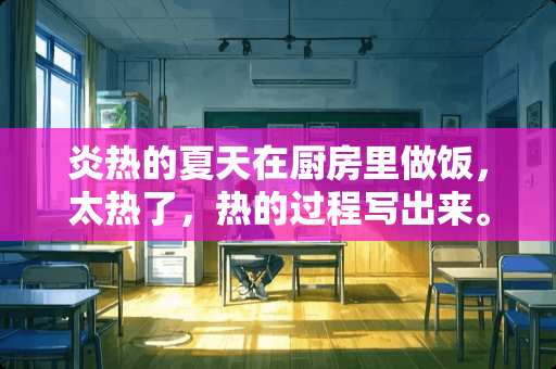 炎热的夏天在厨房里做饭，太热了，热的过程写出来。八十个字。