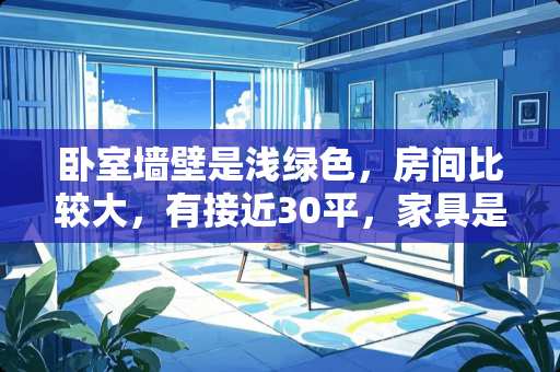 卧室墙壁是浅绿色，房间比较大，有接近30平，家具是白色，窗帘用什么颜色更合适？