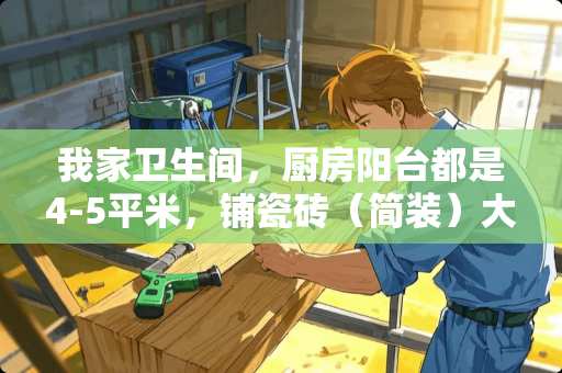 我家卫生间，厨房阳台都是4-5平米，铺瓷砖（简装）大概需要铺多少平米，多少钱？