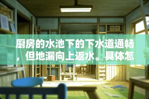 厨房的水池下的下水道通畅，但地漏向上返水。具体怎么解决？