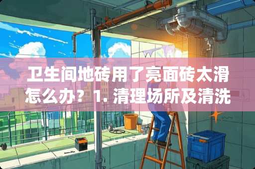 卫生间地砖用了亮面砖太滑怎么办？1. 清理场所及清洗地面。(注:如地面表层有蜡