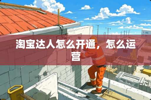 淘宝达人怎么开通，怎么运营