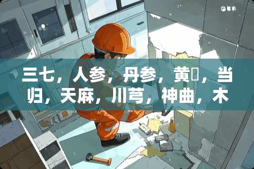 三七，人参，丹参，黄茋，当归，天麻，川芎，神曲，木耳，鸡内金，瓜萎子。打粉。