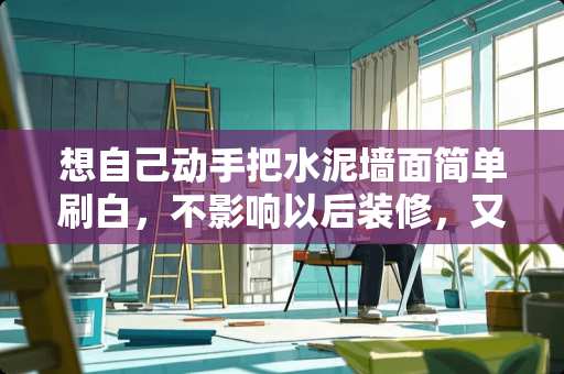 想自己动手把水泥墙面简单刷白，不影响以后装修，又不轻易掉色。怎么处理？