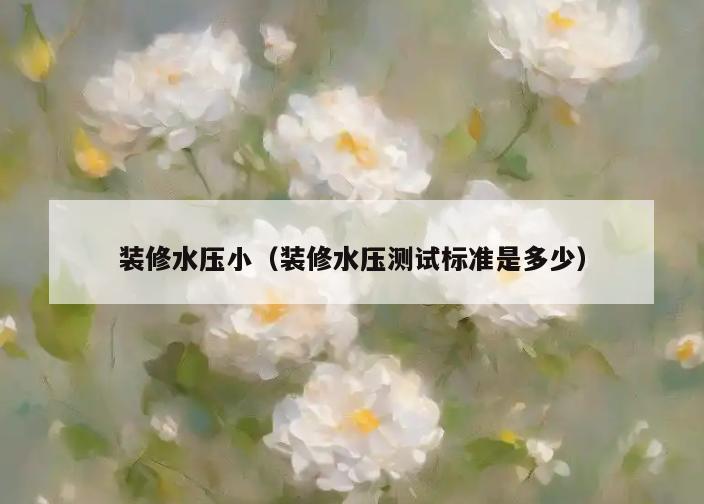 装修水压小(装修水压测试标准是多少) 装修水压小(装修水压测试标准是多少)