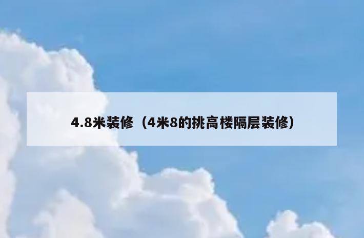4.8米装修(4米8的挑高楼隔层装修) 4.8米装修(4米8的挑高楼隔层装修)