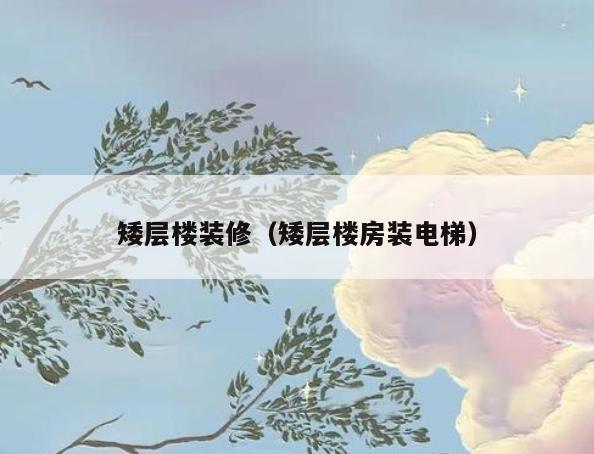 矮层楼装修(矮层楼房装电梯) 矮层楼装修(矮层楼房装电梯)