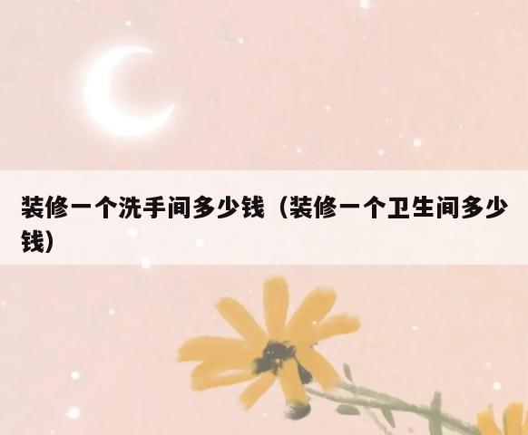 装修一个洗手间多少钱（装修一个卫生间多少钱）